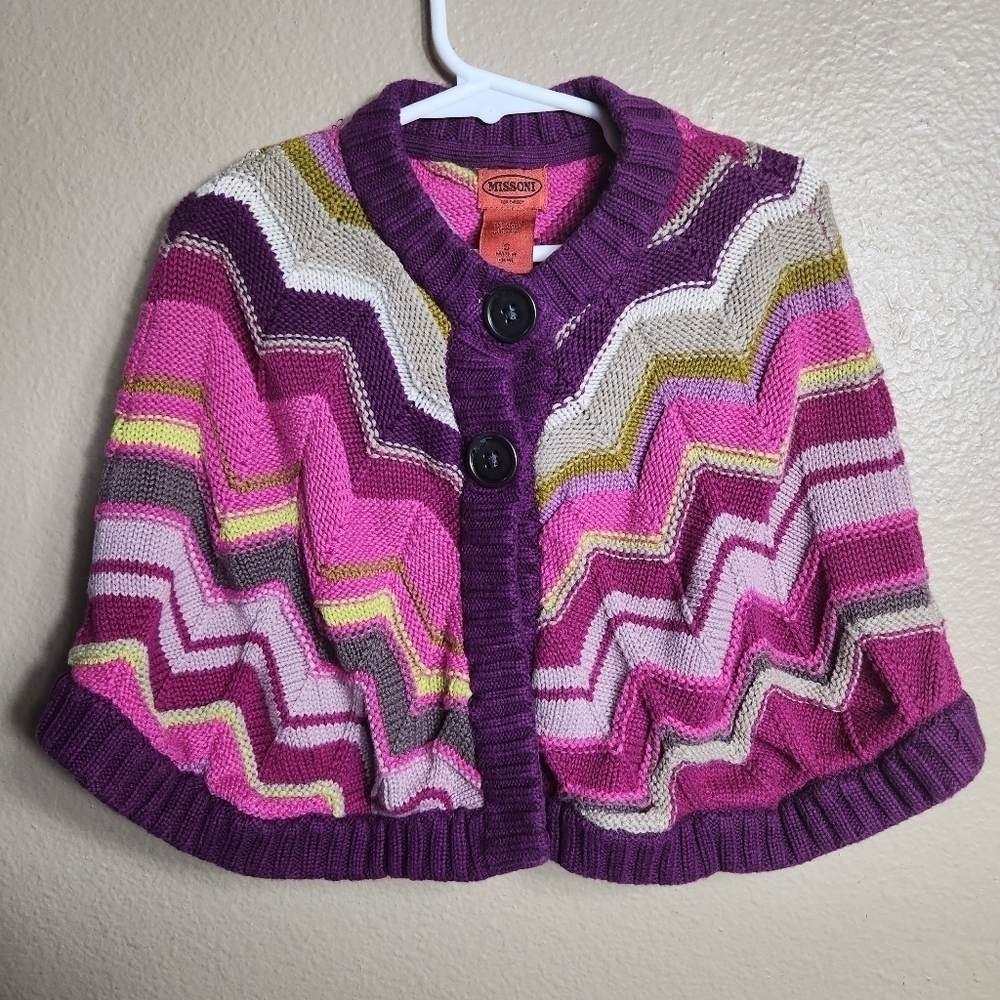 Missoni For Target Girls Chevron Knit Button Shawl Cape-Size S